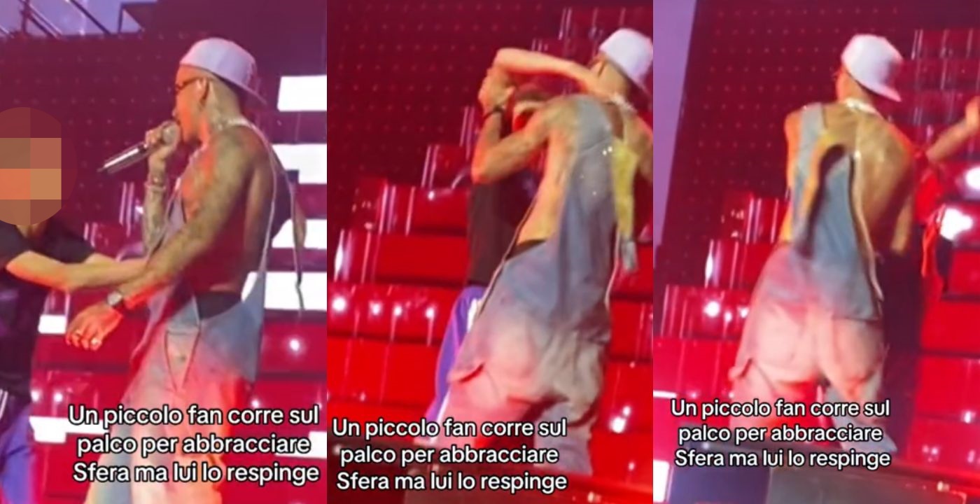 Sfera Ebbasta Un Giovane Fan Sale Sul Palco A San Siro Per Abbracciarlo