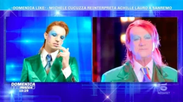 Michele Cucuzza imita Achille Lauro a Domenica Live (FOTO e VIDEO)