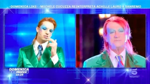 Michele Cucuzza imita Achille Lauro a Domenica Live (FOTO e VIDEO)