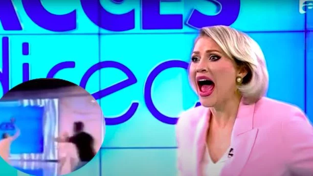 Irruzione in diretta tv: una donna lancia un sasso contro la conduttrice