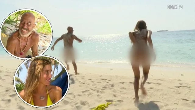 Roberto Ciufoli e Beatrice Marchetti fanno il bagno nudi a L'Isola (VIDEO)