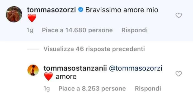 I commenti Instagram di Tommaso Stanzani e Tommaso Zorzi