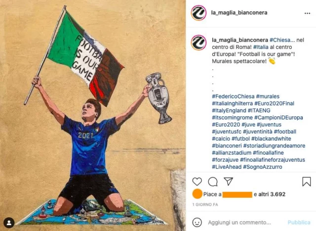 Il murales dedicato a Federico Chiesa