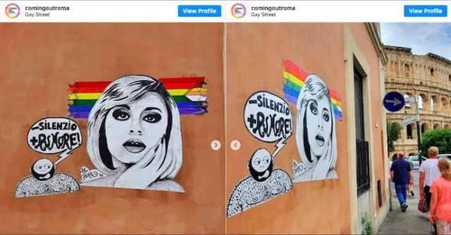 Il murales dedicato a Raffaella CarraÌ