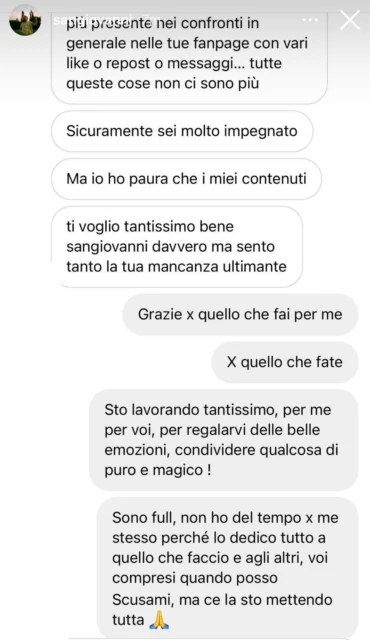 La risposta di Sangiovanni ai fan