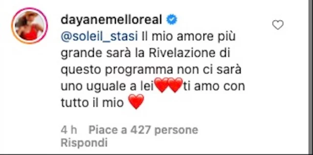 Il commento di Dayane Mello