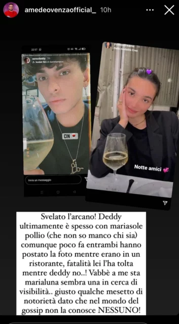 Deddy avvistato con Mariasole Pollio