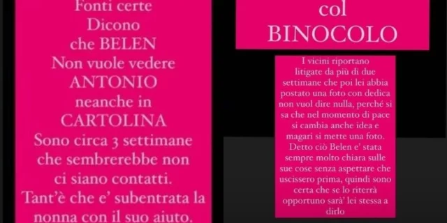 Nuove indiscrezioni sulla presunta crisi tra Belen Rodriguez e Antonino Spinalbese