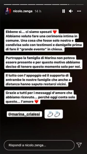 La storia Instagram di NicoloÌ Zenga