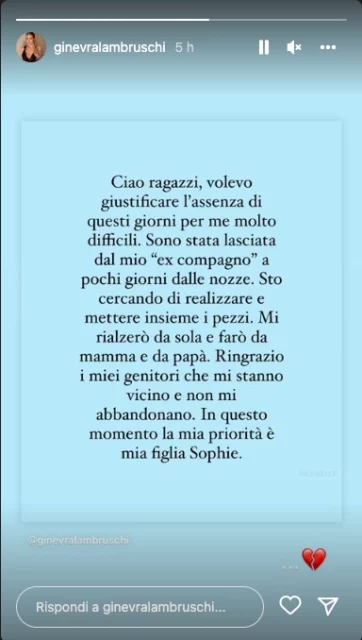 La storia Instagram di Ginevra Lambruschi di Uomini e Donne