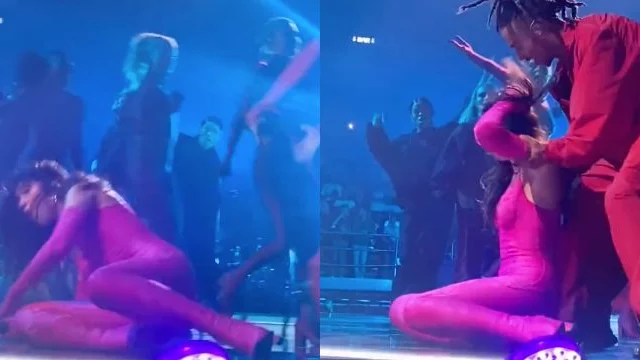 Dua Lipa cade sul palco durante il concerto a Milano