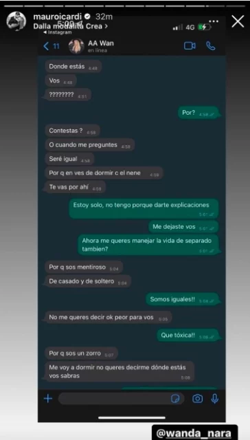 Scambio di messaggi tra Wanda Nara e Mauro Icardi