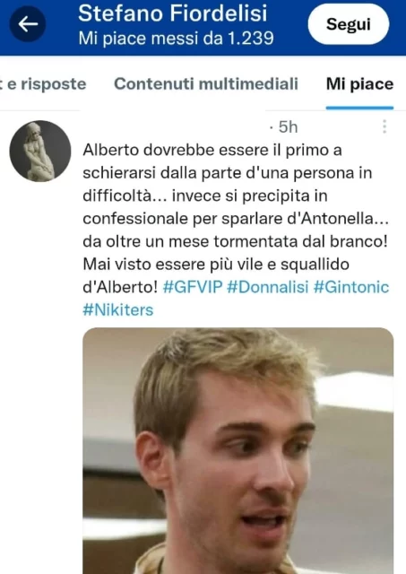 Il like del padre di Antonella Fiordelisi contro Alberto De Pisis