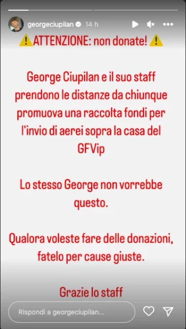 Le parole dello staff di George Ciupilan