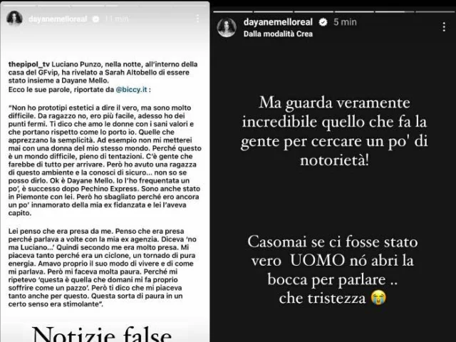 Le storie Instagram pubblicate da Dayane Mello