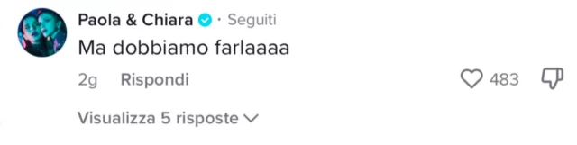 Il commento di Paola e Chiara