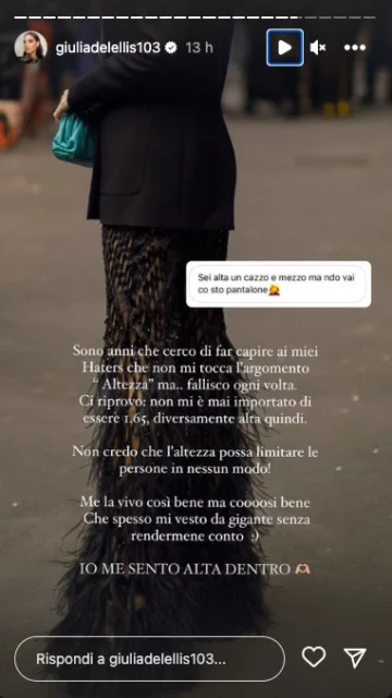 La storia Instagram di Giulia De Lellis