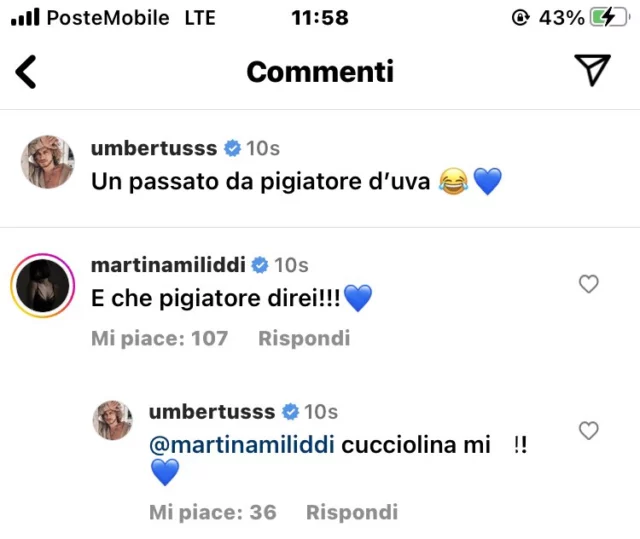 Scambi di messaggi tra Umberto e Martina