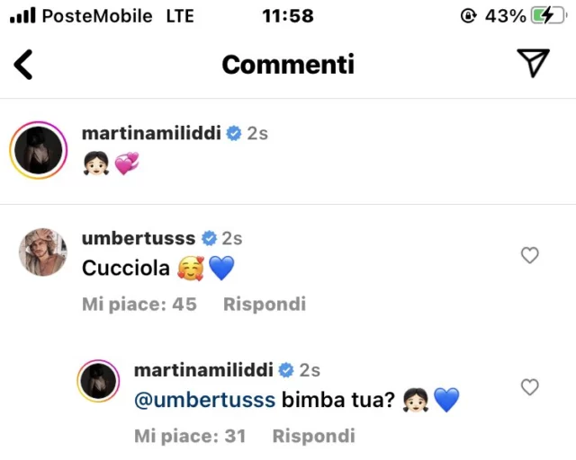 I commenti tra Umberto e Martina Miliddi di Amici