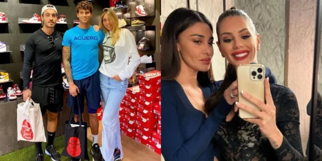 Antonella Fiordelisi con Belen Rodriguez e Antonino Spinalbese con l'ex di Donnamaria