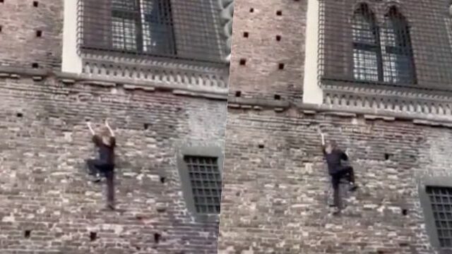 Jared Leto si arrampica sul Castello Sforzesco senza protezioni