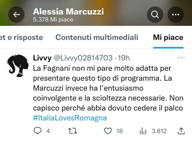 Il like di Alessia Marcuzzi