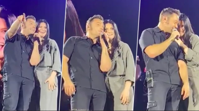 Laura Pausini al concerto di Tiziano Ferro, poi il duetto improvvisato