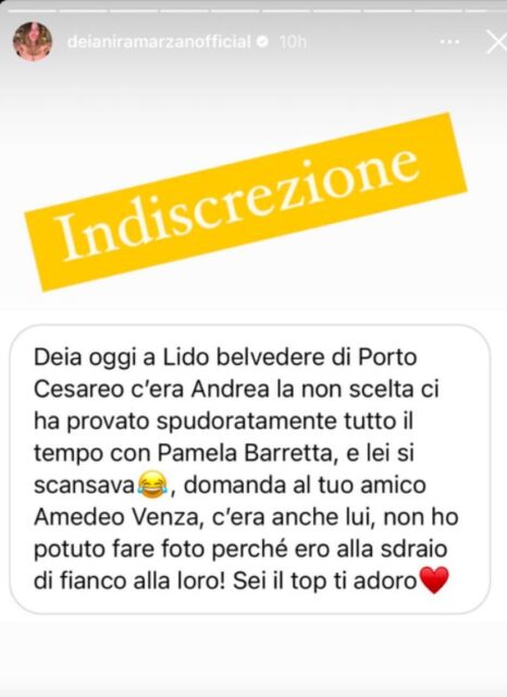 La segnalazione a Deianira Marzano su Nicole e Andrea di Uomini e Donne