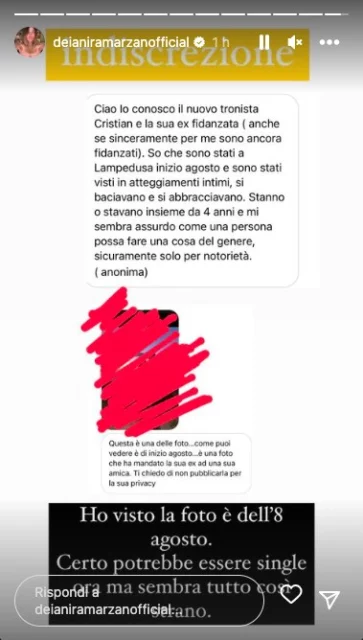 La storia Instagram di Deianira Marzano su Cristian di Uomini e Donne