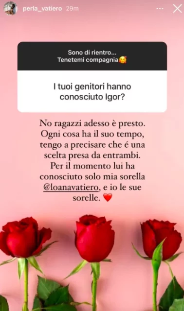 La storia Instagram di Perla Vatiero