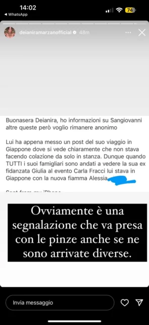 L'indiscrezione sulla nuova fiamma di Sangiovanni