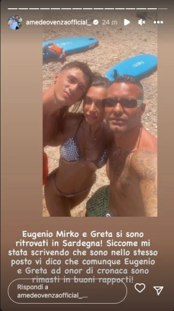 Mirko Brunetti e Greta Rossetti insieme a Eugenio Colombo, ex di lei