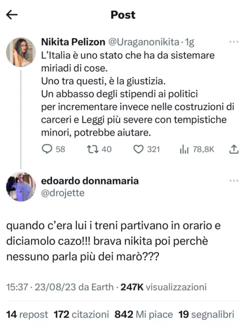 L'ironia di Edoardo Donnamaria verso Nikita Pelizon