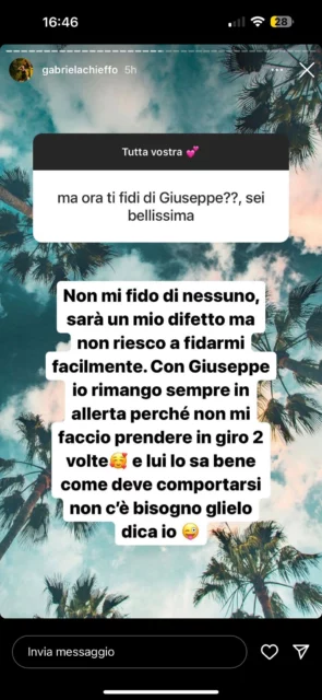 La rivelazione di Gabriela Chieffo su Giuseppe