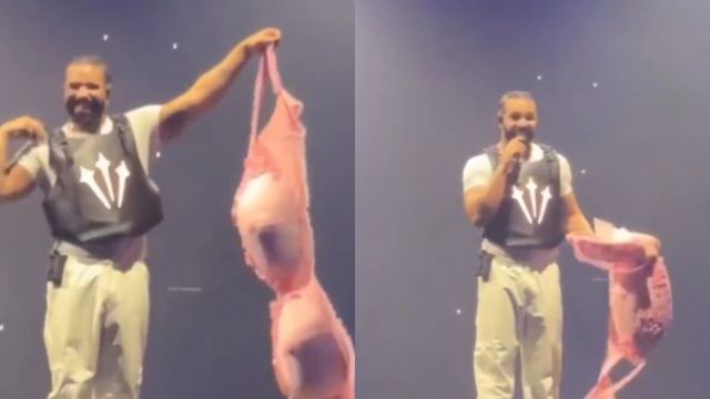 drake reggiseno gigante palco video