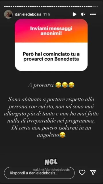 La storia Instagram di Daniele di Temptation Island