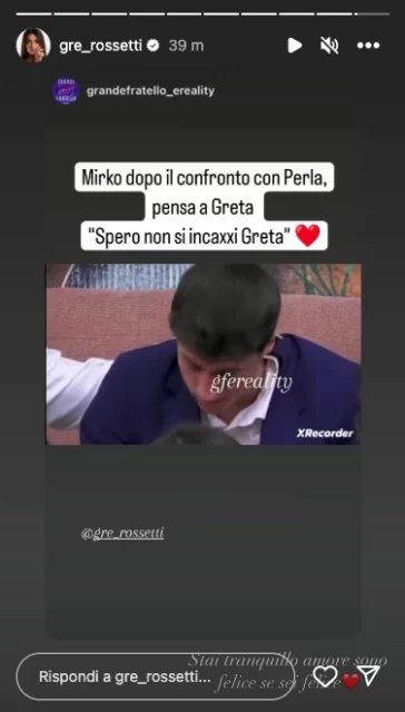 Storia Instagram di Greta Rossetti - la risposta a Mirko Brunetti