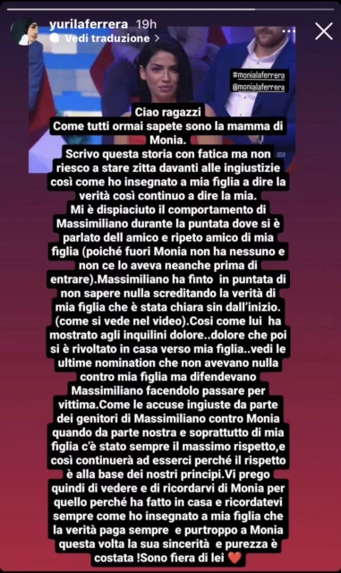 Le parole della madre di Monia contro Massimiliano Varrese