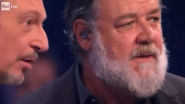 russell crowe scatenate inferno italiano sanremo 2024