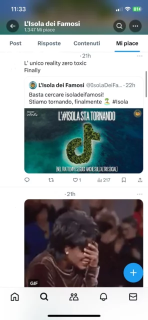 Il like del profilo de L'Isola dei Famosi al post contro al Grande Fratello