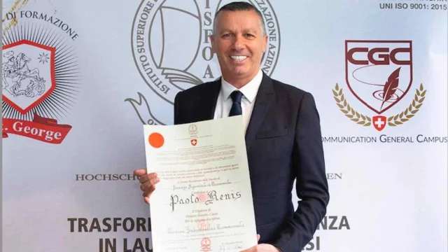 Paolo Renis, CEO di Villa ReNoir, premiato con la Laurea Honoris Causa in Economia e Gestione aziendale