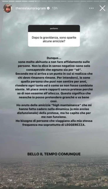 Storia Instagram di Aurora Ramazzotti