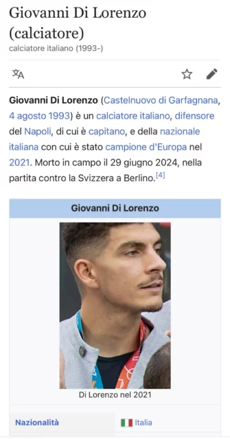 La pagina Wikipedia modificata di Giovanni Di Lorenzo