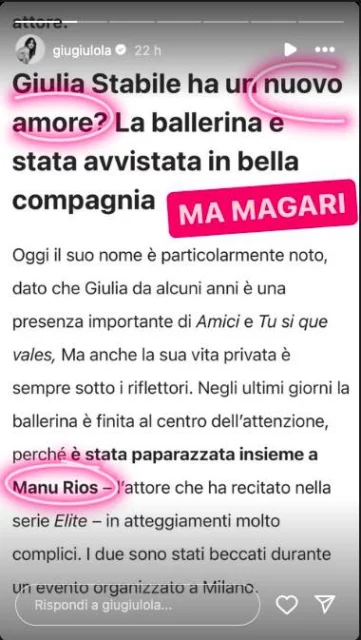Storia Instagram di Giulia Stabile
