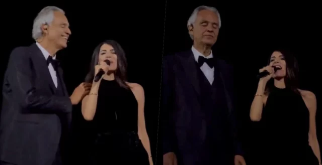 Andrea Bocelli e Giorgia cantano Vivo Per Lei per la prima volta dal vivo