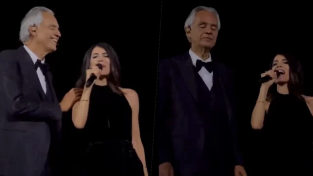 Andrea Bocelli e Giorgia cantano Vivo Per Lei per la prima volta dal vivo