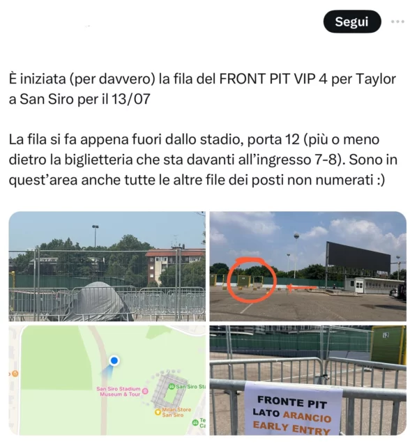 Iniziata la fila per il concerto di Taylor Swift a San Siro