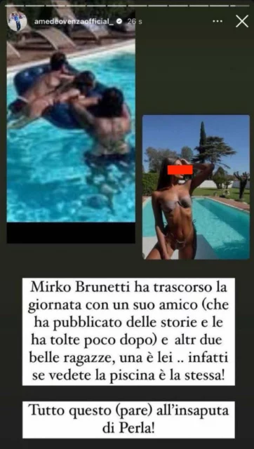 La storia Instagram di Amedeo Venza su Mirko Brunetti