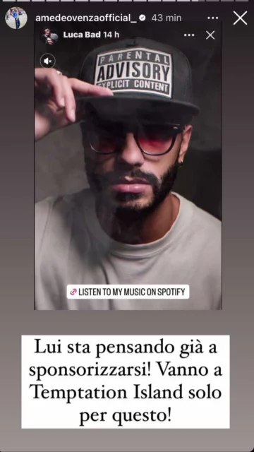 La storia Instagram su Luca di Temptation Island