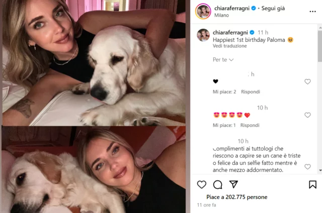 Gli auguri di Chiara Ferragni a Paloma